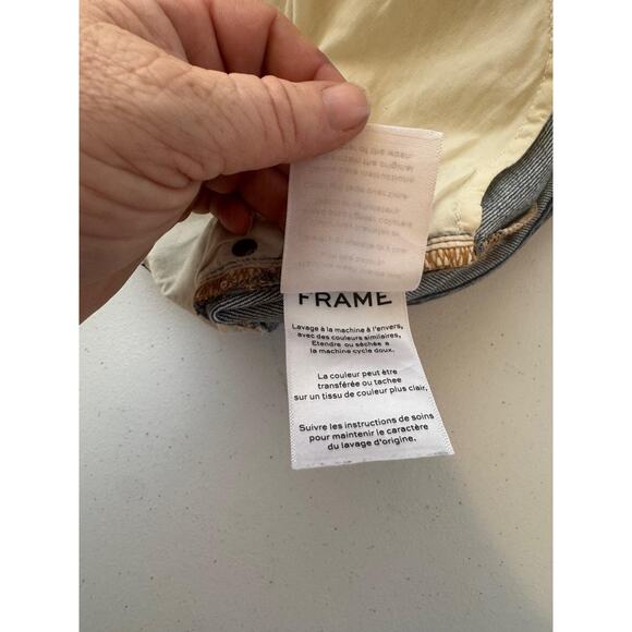 Frame Le Brigette Shorts Womens 27 Blue Denim Mid Rise Distressed Raw Hem USA - Picture 12 of 15